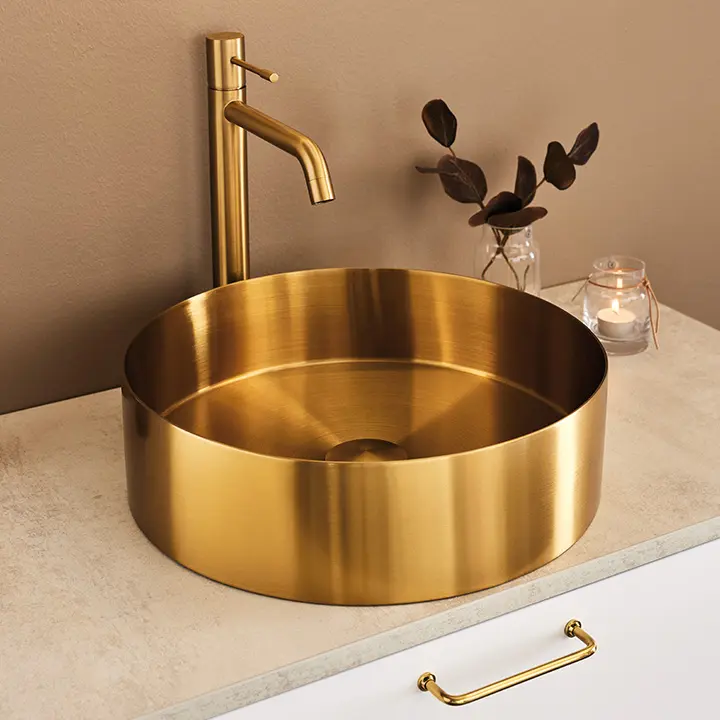 Freestanding washbasin Circle steel brass