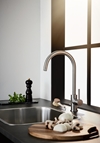 KITCHEN FAUCET RISE BRUSHED STAINLESS STEEL WITH DISHWASHER SHUT OFF VALVE