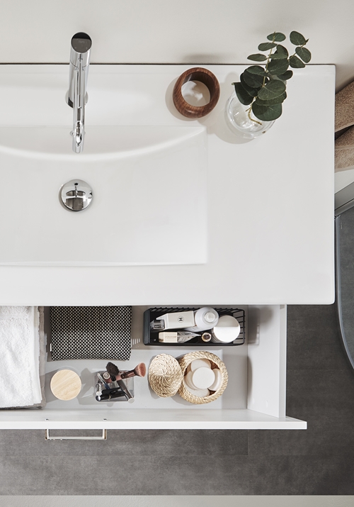 VANITY CABINET GO 1 DRAWER WITH BASIN AND MIRROR CABINET  WHITE 1000