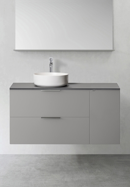 VANITY UNIT SHAPE 1100 (800 WITH SIDE CABINET PUSH 300) GREY