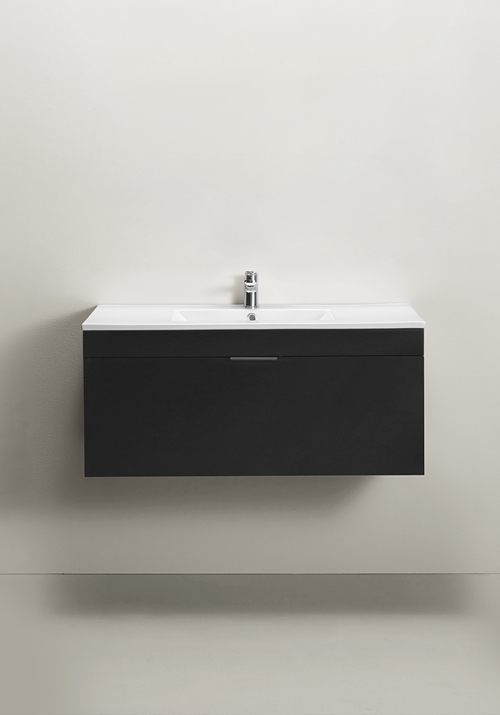 VANITY CABINET GO 1 DRAWER WITH BASIN BLACK 1000