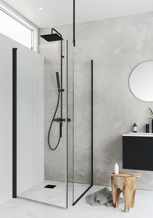 Shower Corner Igloo Pro Door + Wall 90X90 Clear Glass Black
