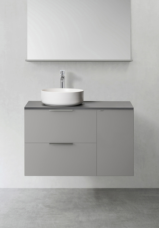 Vanity Unit Shape 900 (600 With Side Cabinet Push 300) Grey