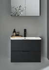 VANITY CABINET GO 2 DRAWERS BLACK 600 WITH BASIN