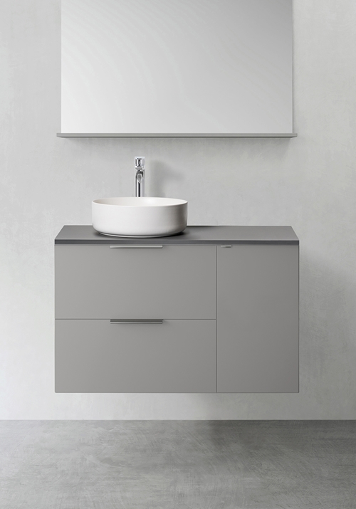 VANITY UNIT SHAPE 900 (600 WITH SIDE CABINET SOFTCLOSE 300) GREY