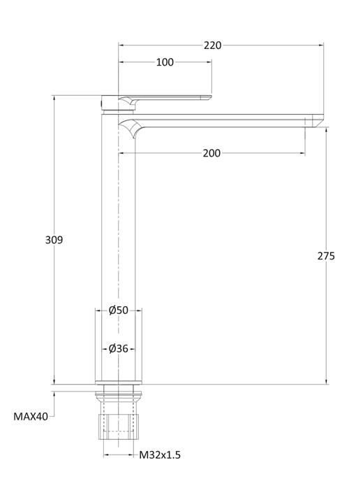 BASIN MIXER SLIM HIGH CHROME