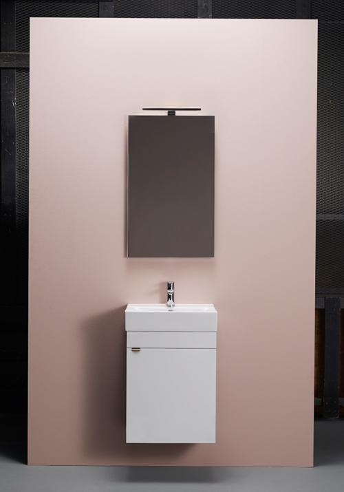 GO 450 COMPLETE BATHROOM FURNITURE INCL. BASIN, MIRROR, LED-LAMP AND HANDLE WHITE