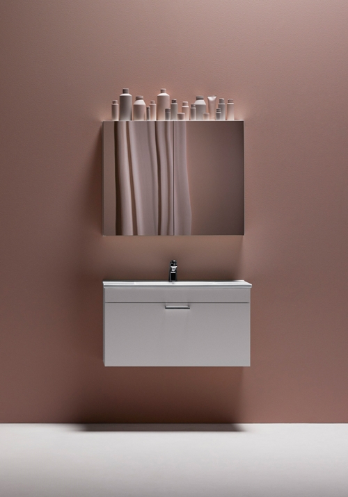 VANITY CABINET GO 1 DRAWER WITH BASIN AND MIRROR CABINET  WHITE 800