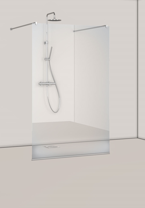 SHOWER WALL IGLOO PRO I-WALL 130 CLEAR GLASS ALUMINIUM